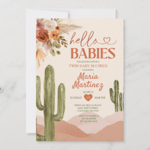 Invitation Baby shower désert Texas Twin du sud-ouest cactus