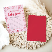 Invitation Baby-Shower Dessin Main Rose Devinez la Nourriture