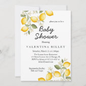Invitation Baby shower d'été aux agrumes de citron (Devant)
