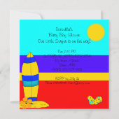 Invitation Baby shower d'été Boy Beach Baby Surfing Baby (Dos)