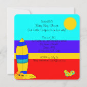 Invitation Baby shower d'été Boy Beach Baby Surfing Baby 3 (Dos)