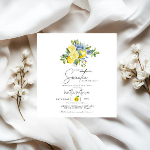 Invitation Baby shower d'été Citrus bleu citron
