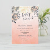 Invitation Baby shower d'été Coral Poppy (Debout devant)