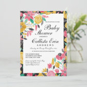 Invitation Baby shower d'été d'aquarelle rose or (Debout devant)