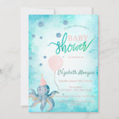 Invitation Baby shower d'été de ballons de poulpe adorable (Devant)
