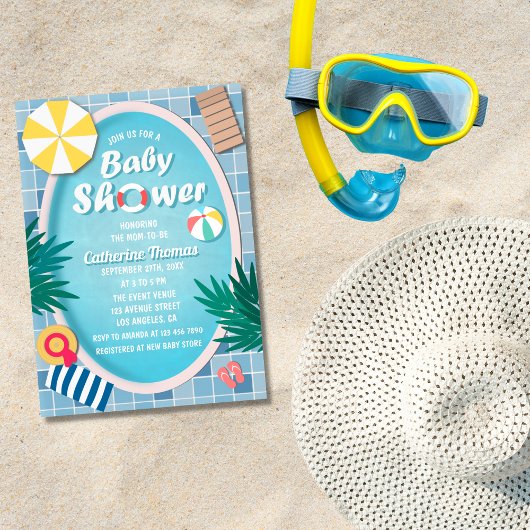 Invitation Baby shower d'été de la Piscine tropicale