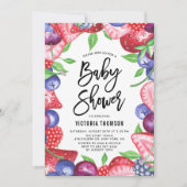 Invitation Baby shower d'été de la trame de baies d'aquarelle (Devant)