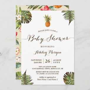 Invitation Baby shower d'été de l'ananas Feuille tropical