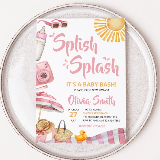 Invitation Baby shower d'été de Pink Beach