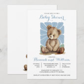 Invitation Baby shower d'été de printemps de l'ours en peluch (Devant / Derrière)