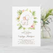 Invitation Baby shower d'été des éléphants d'aquarelle tropic (Debout devant)