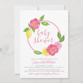 Invitation Baby shower d'été des filles de fleurs d'agrumes (Devant)