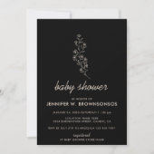 Invitation Baby shower d'été Floral noir et blanc (Devant)