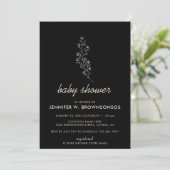 Invitation Baby shower d'été Floral noir et blanc (Debout devant)