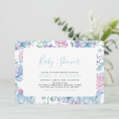 Invitation Baby shower d'été moderne Tropical Floral (Debout devant)