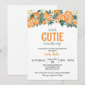 Invitation Baby shower d'été, Orange Citrus Floral Douche (Devant / Derrière)