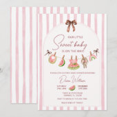 Invitation Baby Shower d'été Pastèque Rose (Devant / Derrière)