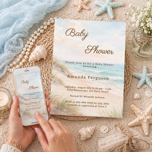 Invitation Baby Shower d'été plage côtière