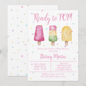 Invitation Baby shower d'été pour les filles prêtes à pop (Devant / Derrière)