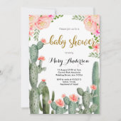 Invitation Baby shower d'été Succulent Floral de Pêche (Devant)