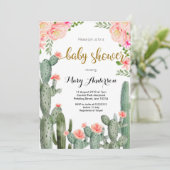 Invitation Baby shower d'été Succulent Floral de Pêche (Debout devant)