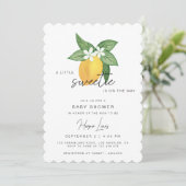 Invitation Baby shower d'été sur les agrumes de citron (Debout devant)