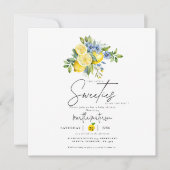 Invitation Baby shower d'été Twin Lemon Blue Citrus Fruit (Devant)