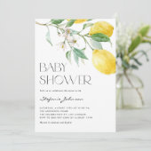Invitation Baby shower d'été Watercolor Lemon Bouquet (Debout devant)