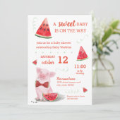 Invitation Baby shower d'été Watermelon Pig Sweet Baby (Debout devant)