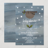 Invitation Baby shower d'étoiles d'aquarelle à fentes dorées (Devant / Derrière)