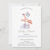 Invitation Baby shower d'étoiles de cigogne mignonne (Devant)