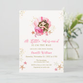 Invitation Baby shower d'étoiles de mer rose Sirène (Debout devant)