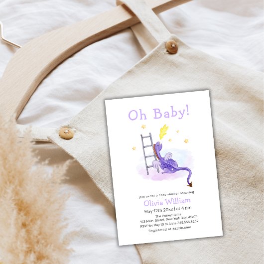 Invitation Baby shower d'étoiles Dragon Dreamy