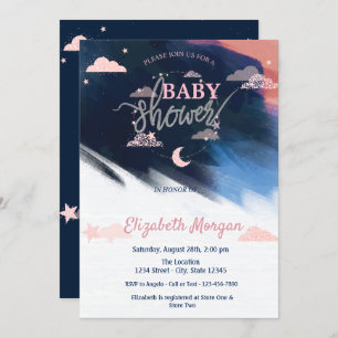 Invitation Baby shower d'étoiles et de nuages adorables