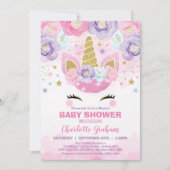 Invitation Baby shower d'étoiles magiques rose violet Unicorn (Devant)