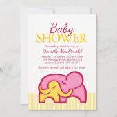 Invitation baby shower d'étreinte jaune rose (Devant)