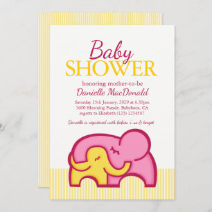Invitation baby shower d'étreinte jaune rose