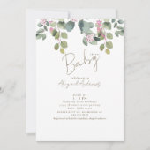 Invitation Baby shower d'Eucalyptus rose (Devant)