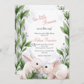 Invitation Baby shower Deux Bunnies (Devant / Derrière)