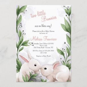 Invitation Baby shower Deux Bunnies