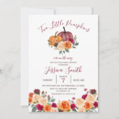 Invitation Baby Shower Deux Petits Citrouilles Orange Brûlée (Devant)