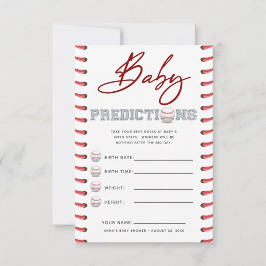 Invitation Baby shower Devinant Jeu prédictions bébé (Devant)