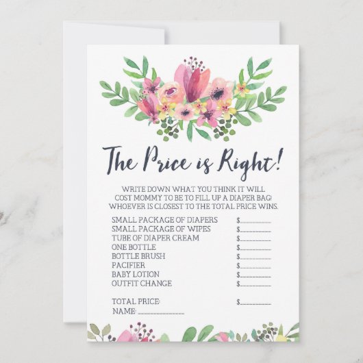 Invitation Baby shower devine le jeu du prix (Devant)