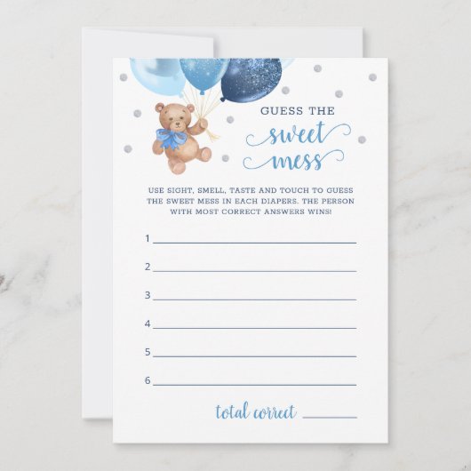 Invitation Baby shower Devinez La douce Mess Teddy Bear Card (Devant)
