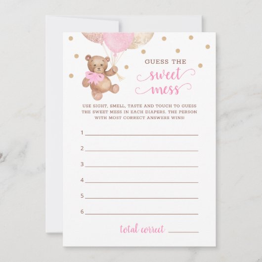 Invitation Baby shower Devinez La douce Mess Teddy Bear Card (Devant)