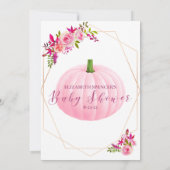 Invitation Baby shower Devinez le prix jeu Citrouille Florals (Dos)
