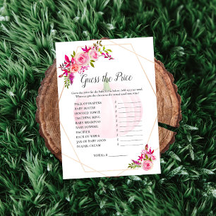 Invitation Baby shower Devinez le prix jeu Citrouille Florals