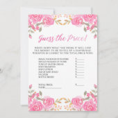 Invitation Baby shower Devinez le prix Pink Floral Game Card (Devant)