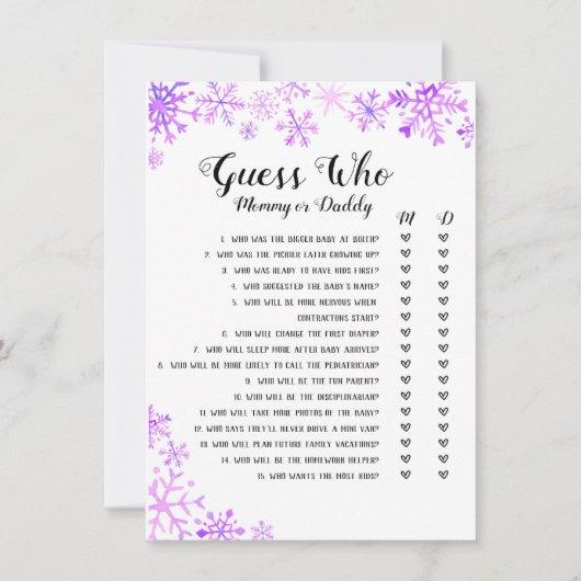 Invitation Baby shower - Devinez qui, bébé Il fait froid (Devant)