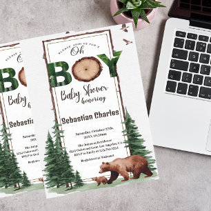 Invitation Baby shower d'explorateur Woodland